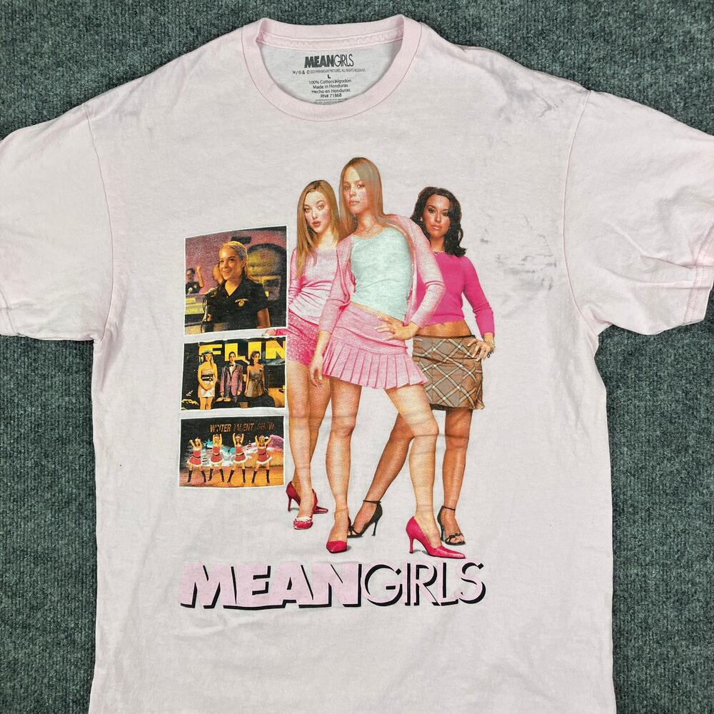 Mean Girls T-Shirt Mens Large Pink 2023 Movie Graphic Tee Paramount Pop‎ Culture